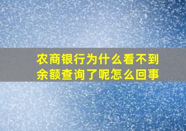 农商银行为什么看不到余额查询了呢怎么回事