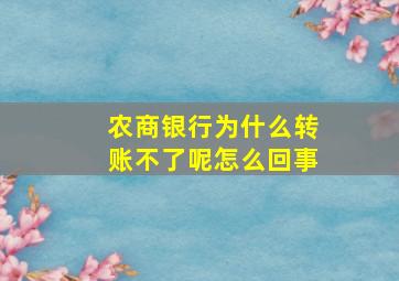 农商银行为什么转账不了呢怎么回事