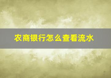 农商银行怎么查看流水