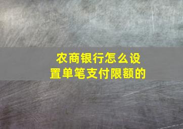 农商银行怎么设置单笔支付限额的