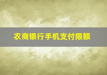 农商银行手机支付限额