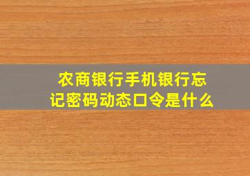 农商银行手机银行忘记密码动态口令是什么