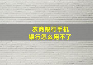 农商银行手机银行怎么用不了