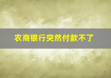 农商银行突然付款不了