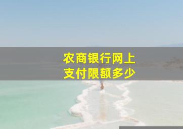 农商银行网上支付限额多少