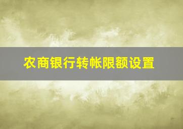 农商银行转帐限额设置