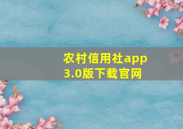 农村信用社app3.0版下载官网