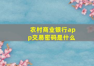 农村商业银行app交易密码是什么