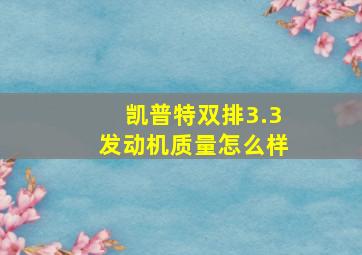 凯普特双排3.3发动机质量怎么样