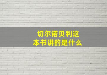 切尔诺贝利这本书讲的是什么