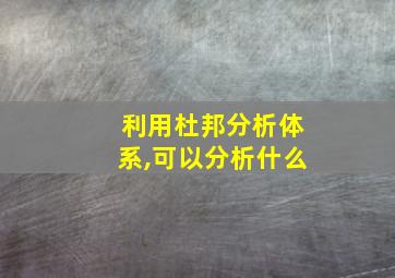 利用杜邦分析体系,可以分析什么