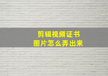 剪辑视频证书图片怎么弄出来