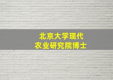 北京大学现代农业研究院博士