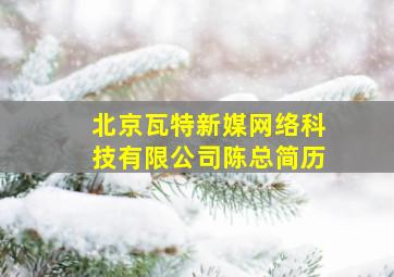 北京瓦特新媒网络科技有限公司陈总简历