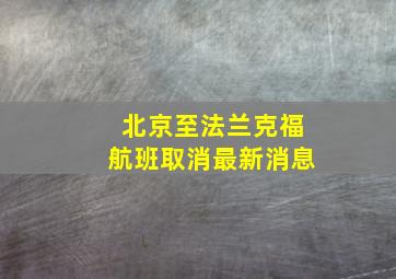 北京至法兰克福航班取消最新消息