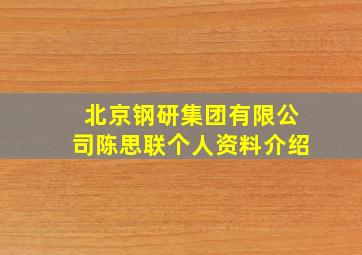 北京钢研集团有限公司陈思联个人资料介绍