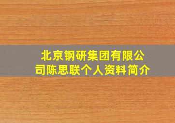 北京钢研集团有限公司陈思联个人资料简介