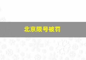 北京限号被罚