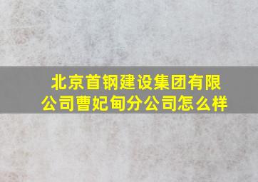 北京首钢建设集团有限公司曹妃甸分公司怎么样