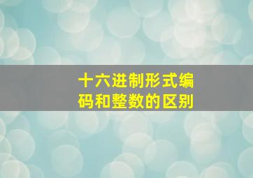 十六进制形式编码和整数的区别