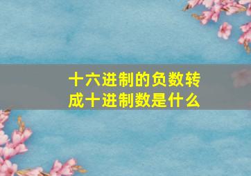 十六进制的负数转成十进制数是什么