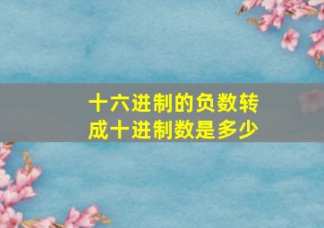 十六进制的负数转成十进制数是多少