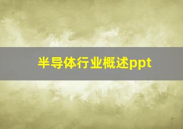 半导体行业概述ppt