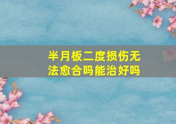 半月板二度损伤无法愈合吗能治好吗