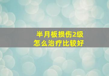 半月板损伤2级怎么治疗比较好