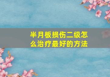 半月板损伤二级怎么治疗最好的方法