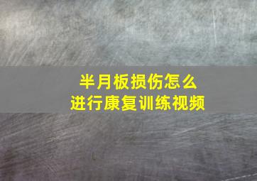 半月板损伤怎么进行康复训练视频