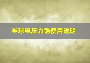 半球电压力锅使用说明