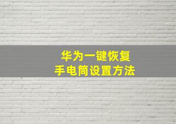 华为一键恢复手电筒设置方法