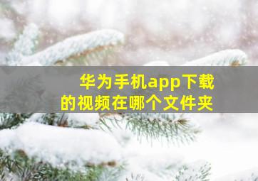 华为手机app下载的视频在哪个文件夹