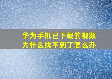 华为手机已下载的视频为什么找不到了怎么办