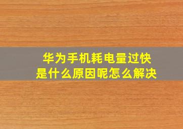 华为手机耗电量过快是什么原因呢怎么解决