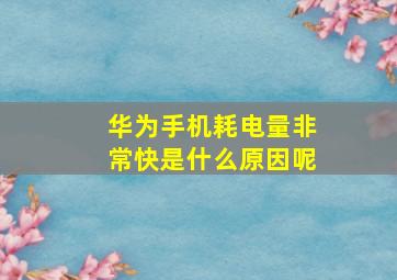 华为手机耗电量非常快是什么原因呢