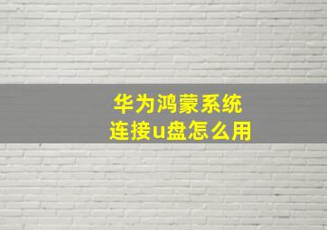 华为鸿蒙系统连接u盘怎么用