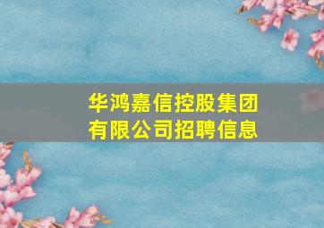 华鸿嘉信控股集团有限公司招聘信息