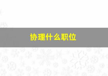 协理什么职位