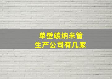 单壁碳纳米管生产公司有几家