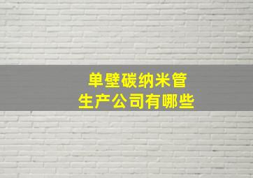 单壁碳纳米管生产公司有哪些