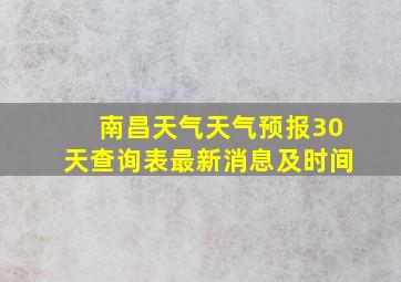 南昌天气天气预报30天查询表最新消息及时间