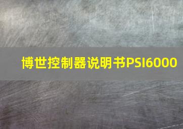 博世控制器说明书PSI6000