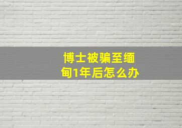 博士被骗至缅甸1年后怎么办