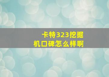 卡特323挖掘机口碑怎么样啊