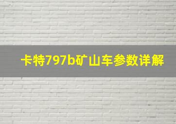 卡特797b矿山车参数详解