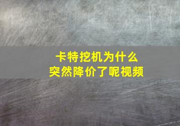 卡特挖机为什么突然降价了呢视频