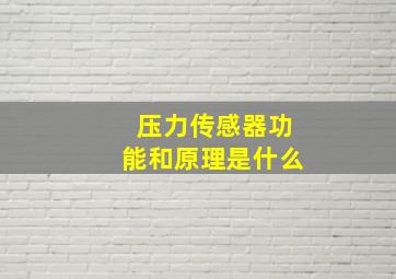 压力传感器功能和原理是什么