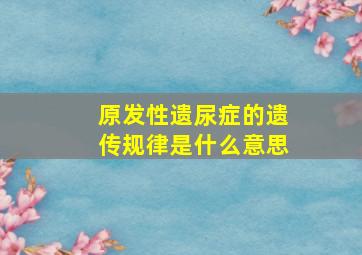 原发性遗尿症的遗传规律是什么意思